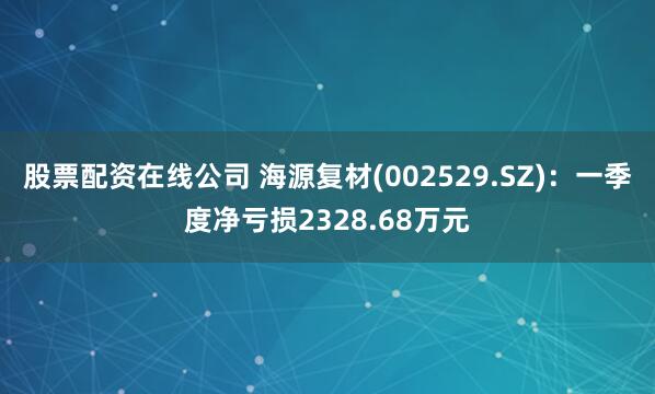 股票配资在线公司 海源复材(002529.SZ)：一季度净亏损2328.68万元