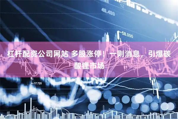 杠杆配资公司网站 多股涨停！一则消息，引爆碳酸锂市场